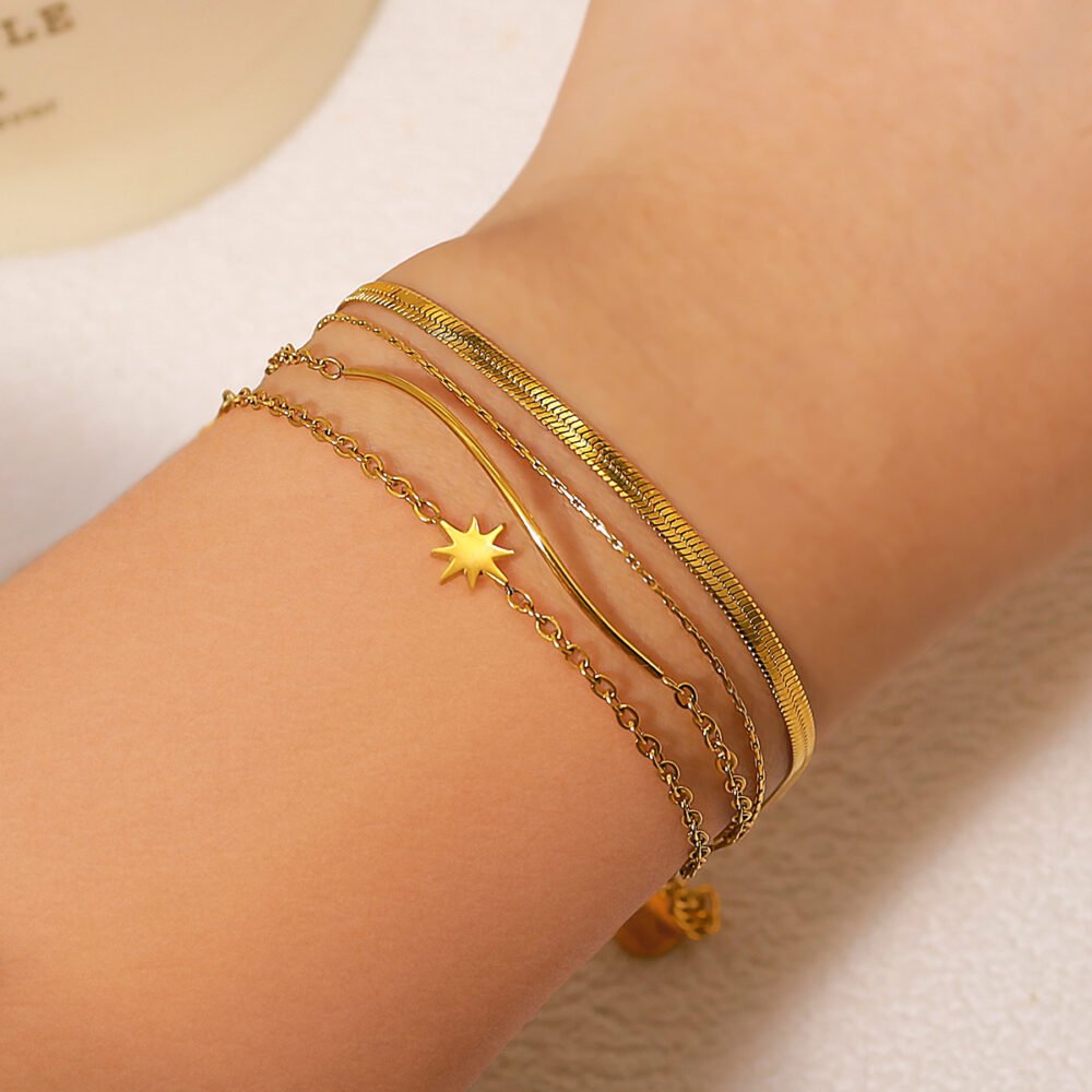 18K Gold Multi-Layer Star Bracelet