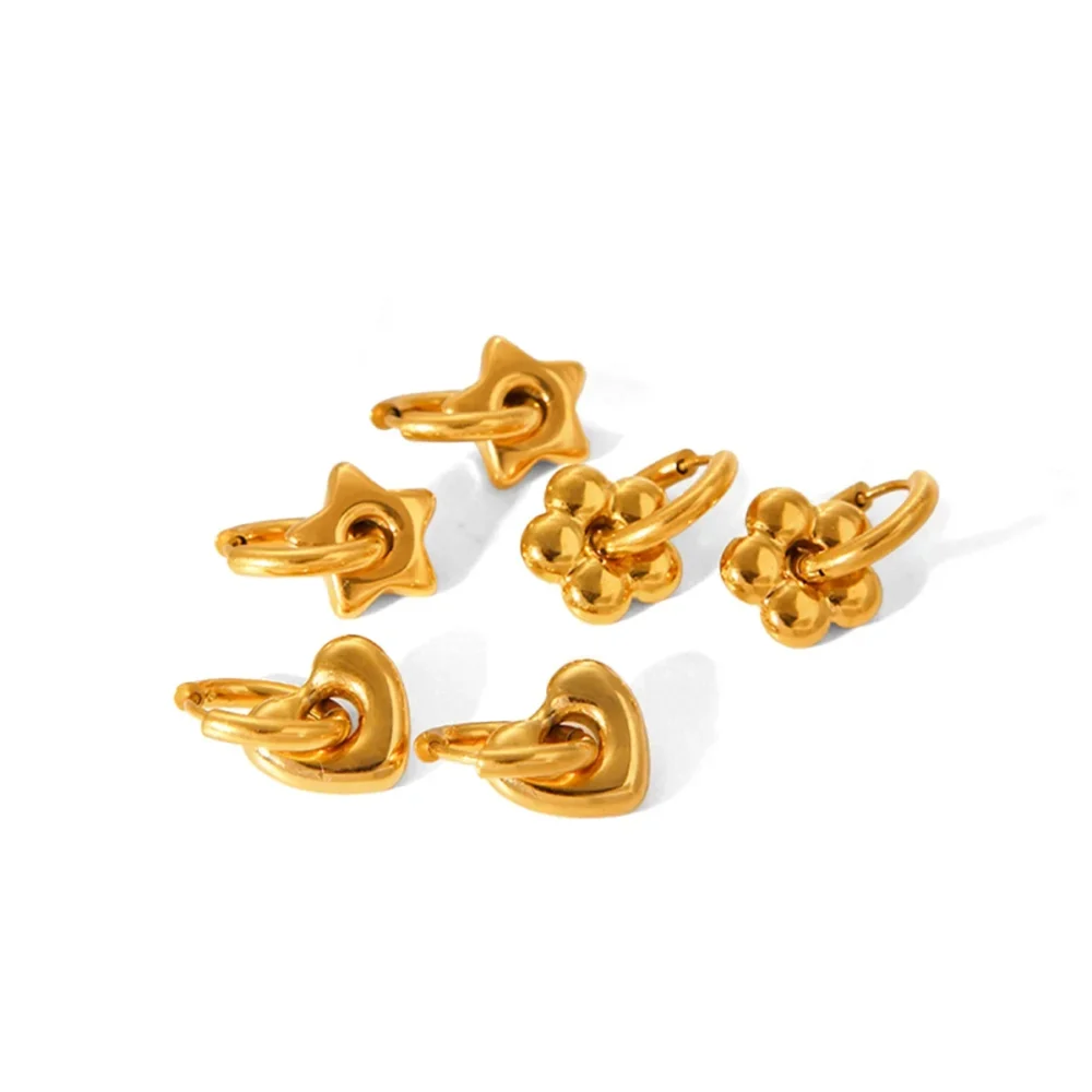 Stainless Steel Love Flower Earrings - Image 5