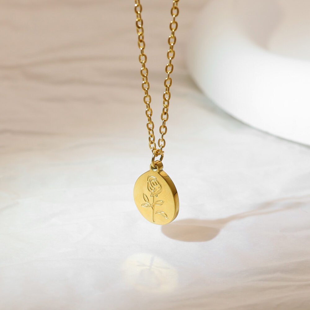 Flower Rose Pendant Necklace Jewelry Set - Image 3