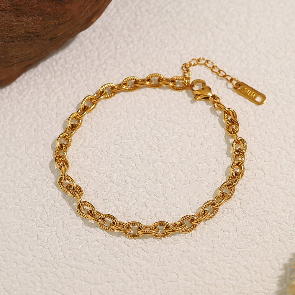 18K Gold Cross Thick Stainless Steel Bracelet - Image 2