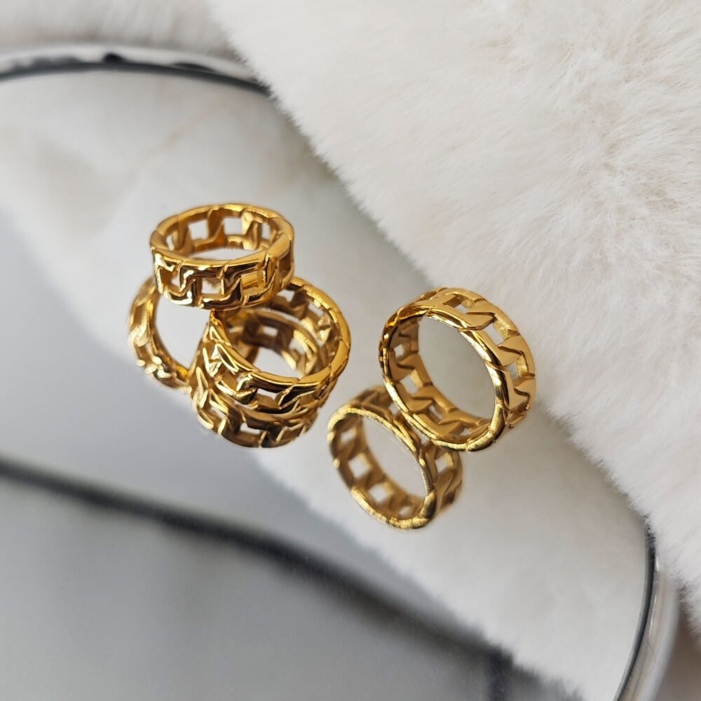 Trendy men's braided Cuban chain ring trendy ring