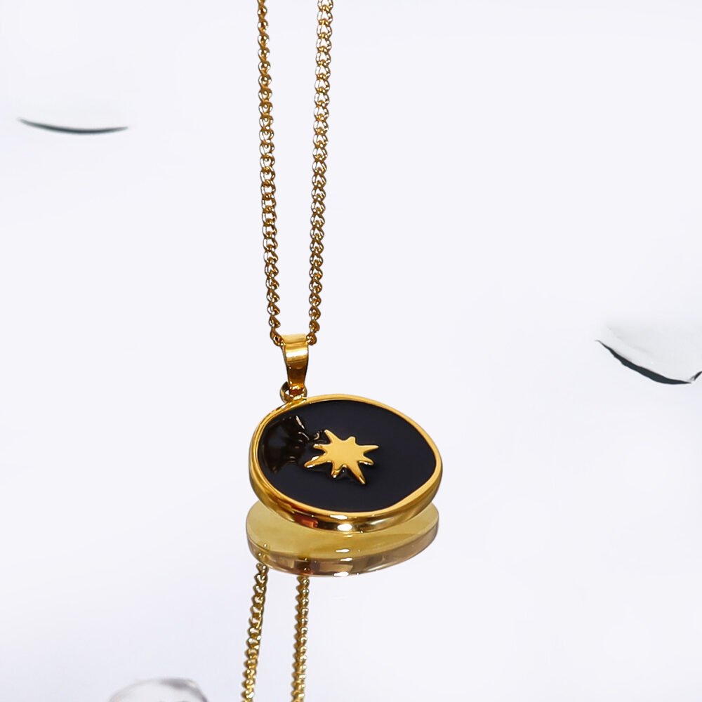 Necklace Eight Pointed Star Oil Dropping Black Star Clavicle Chain Necklace - Image 2