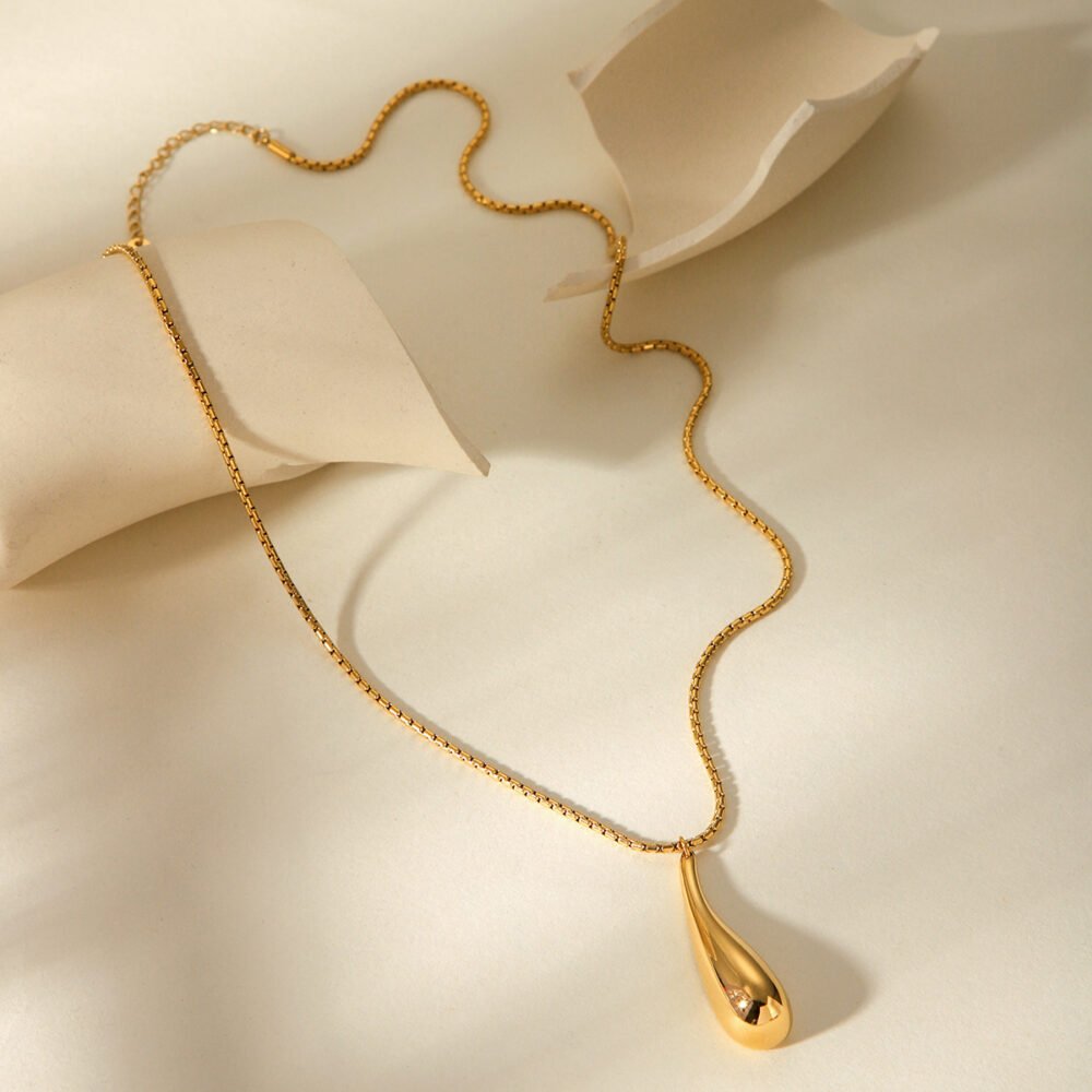 Stainless Steel Water Drop Hollow Necklace - Image 4