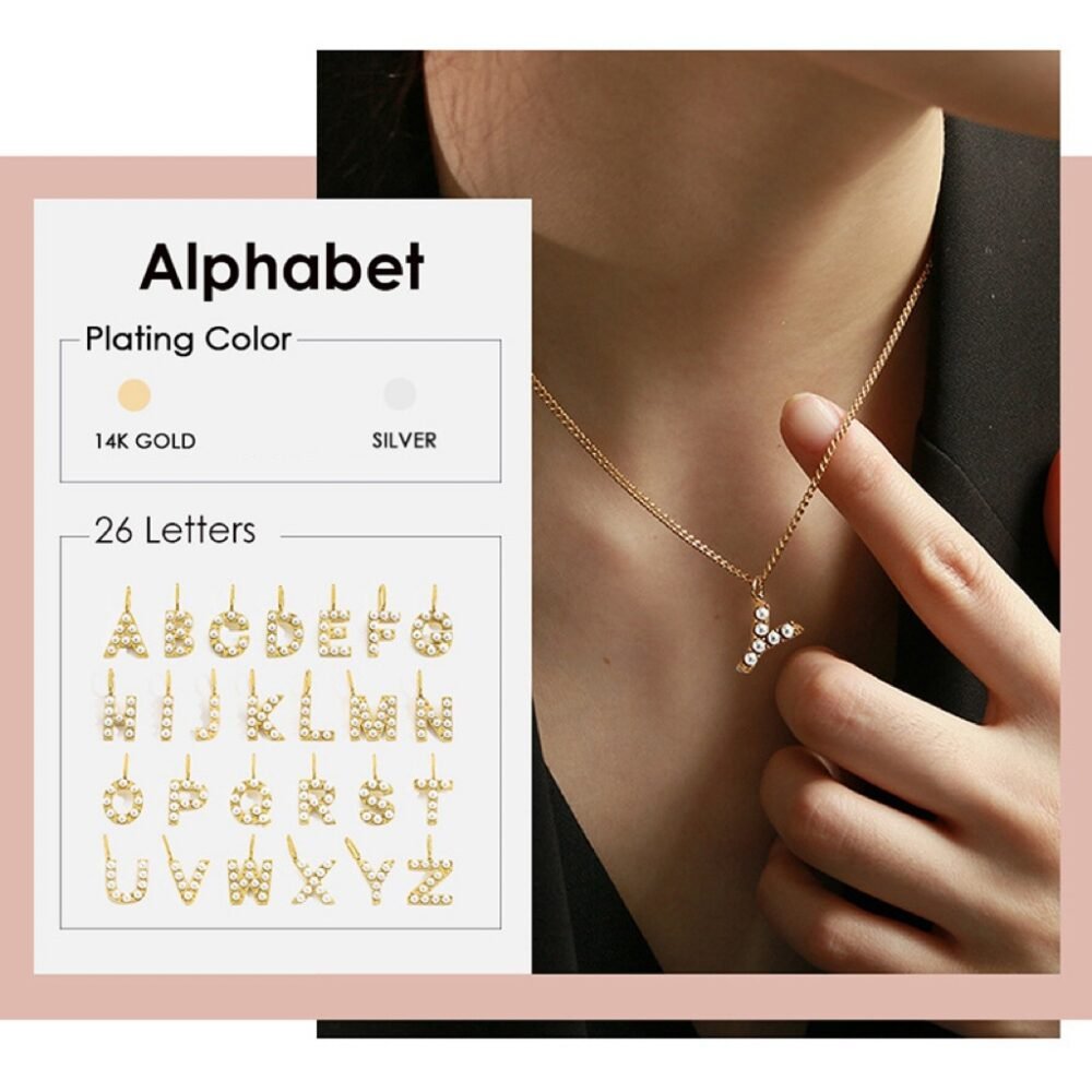 Letter necklace clavicle chain 14K gold pendant