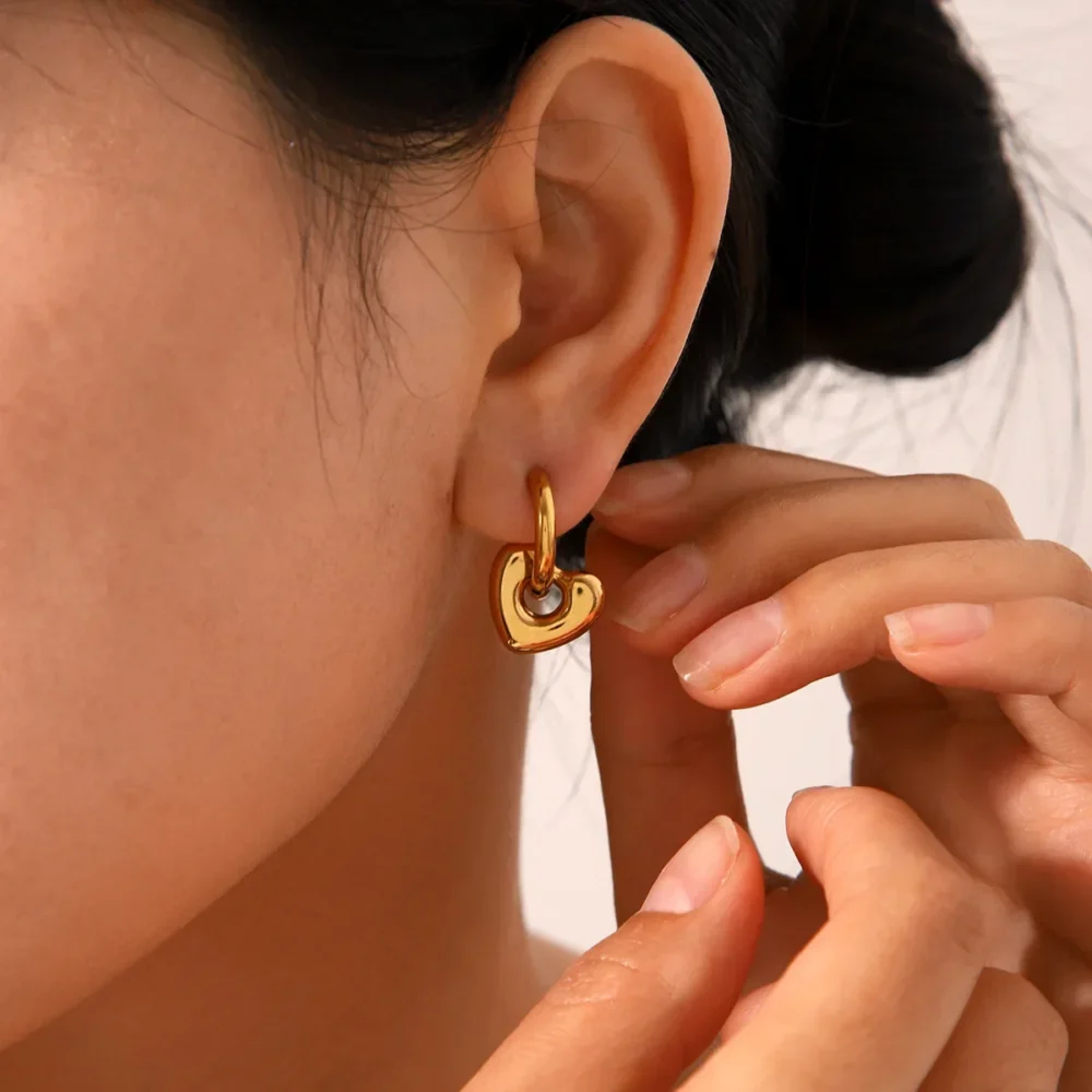 Stainless Steel Love Flower Earrings - Image 4