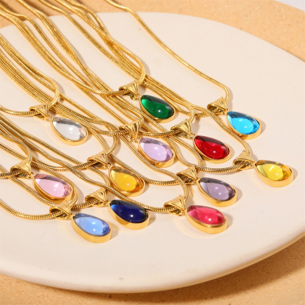 December Birthday Stone Necklace December Necklace Water Drop Pendant - Image 2