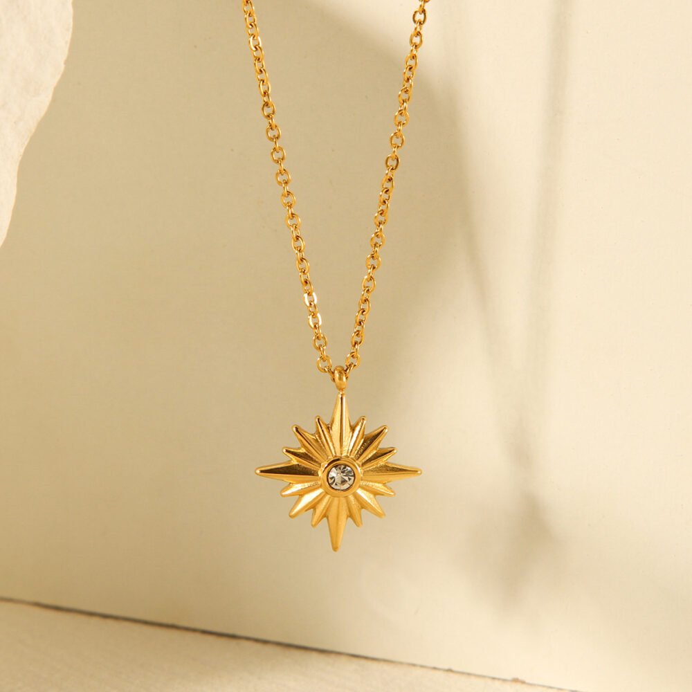 Stainless Steel Eight Pointed Star Necklace