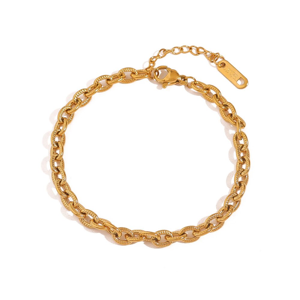 18K Gold Cross Thick Stainless Steel Bracelet - Image 5