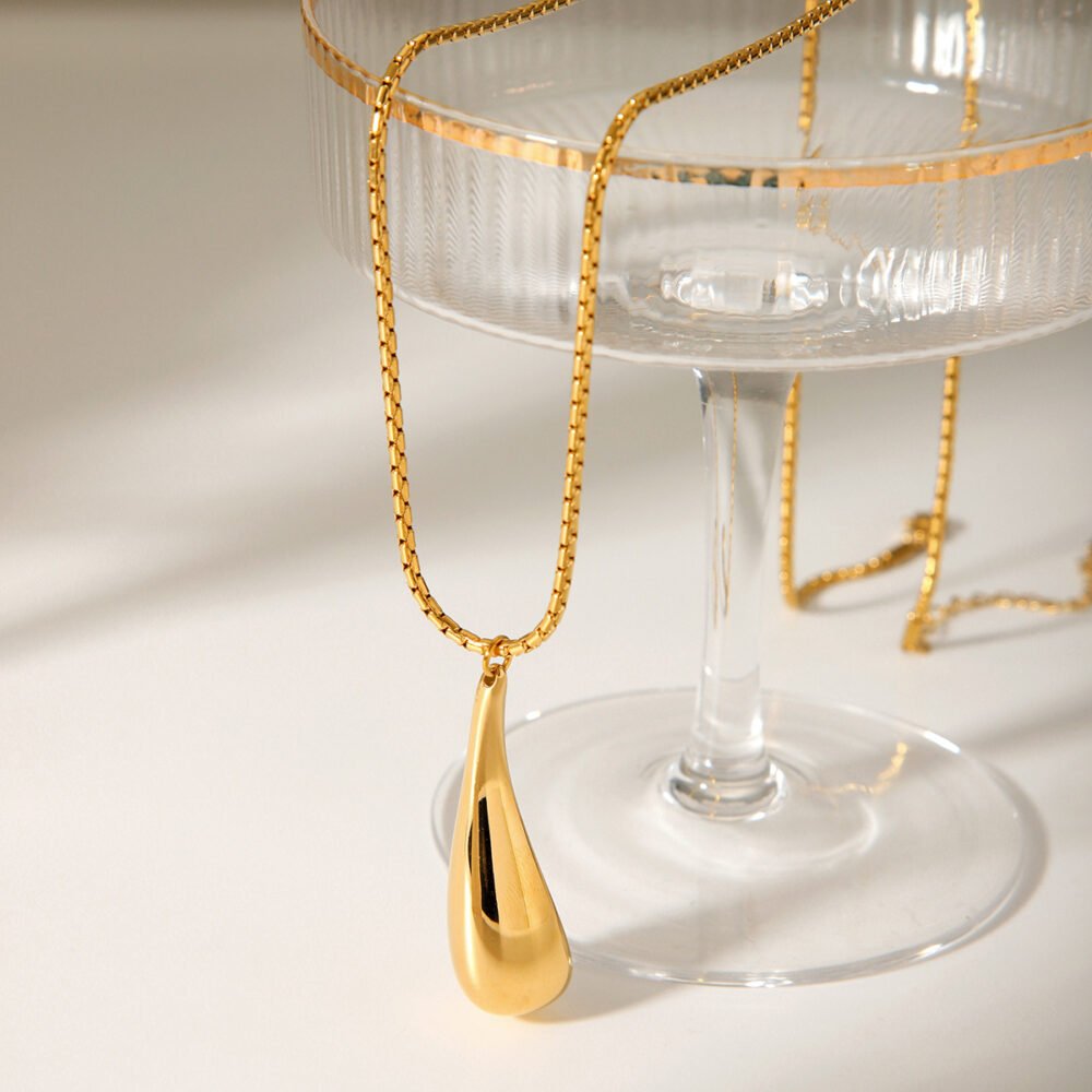 Stainless Steel Water Drop Hollow Necklace - Image 2
