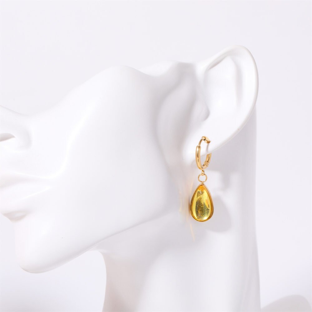 Temperament Water Drop Twelve Birthday Stone Earrings Gold Women - Image 5