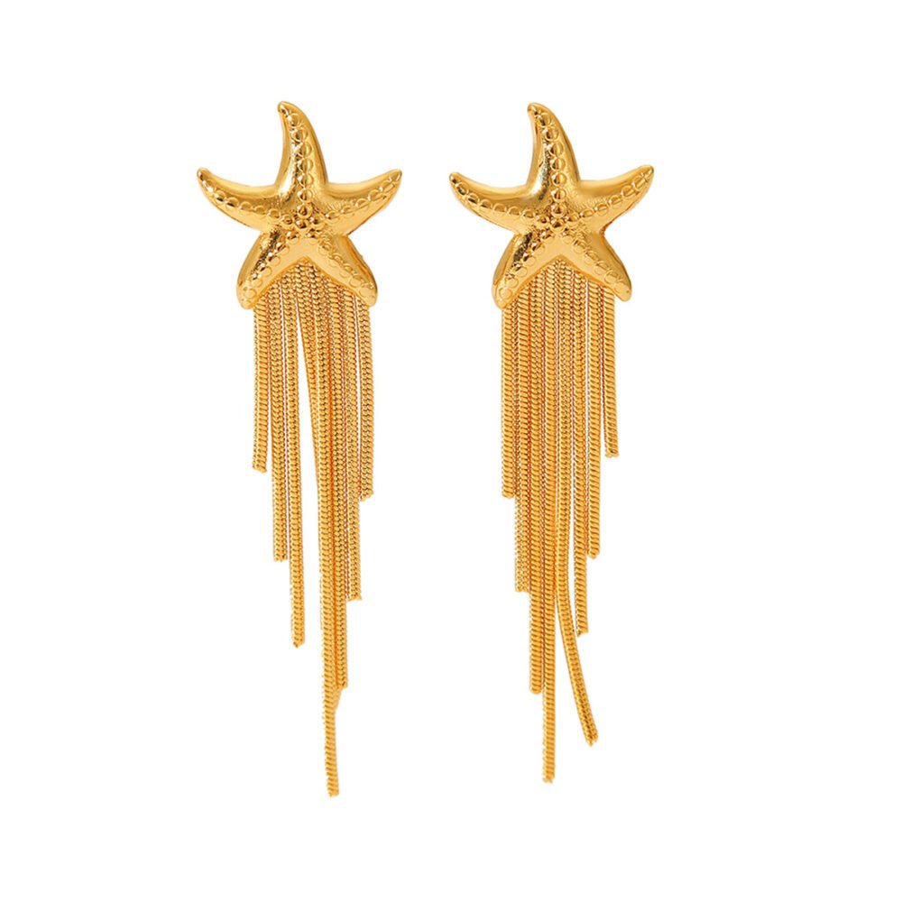 Stainless Steel Starfish Tassels Earrings - Image 5
