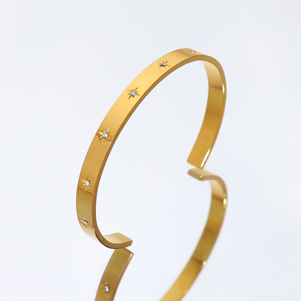 Star Inlaid Zircon Movable Bangle - Image 2