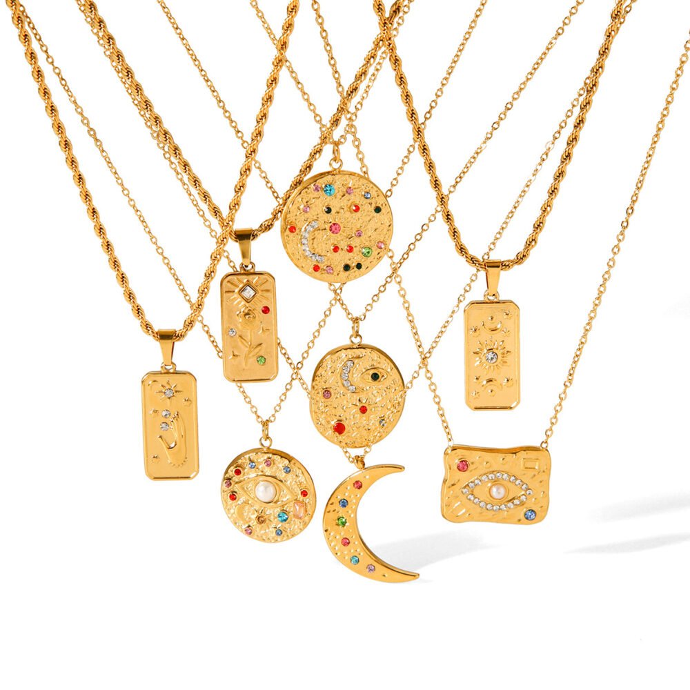 Sun And Moon Eight Pointed Star Moon Sun Necklace - Image 5