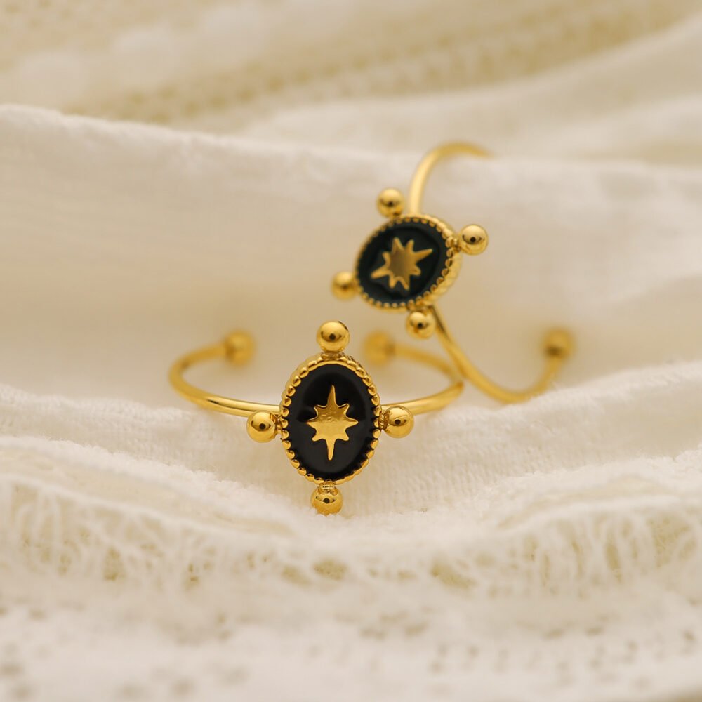 Drop Oil Star Oval 18K Gold Ring - Image 3