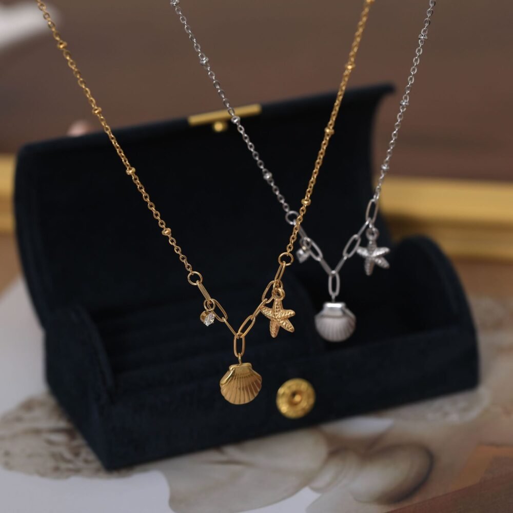 Marine Shell Starfish Pearl Necklace