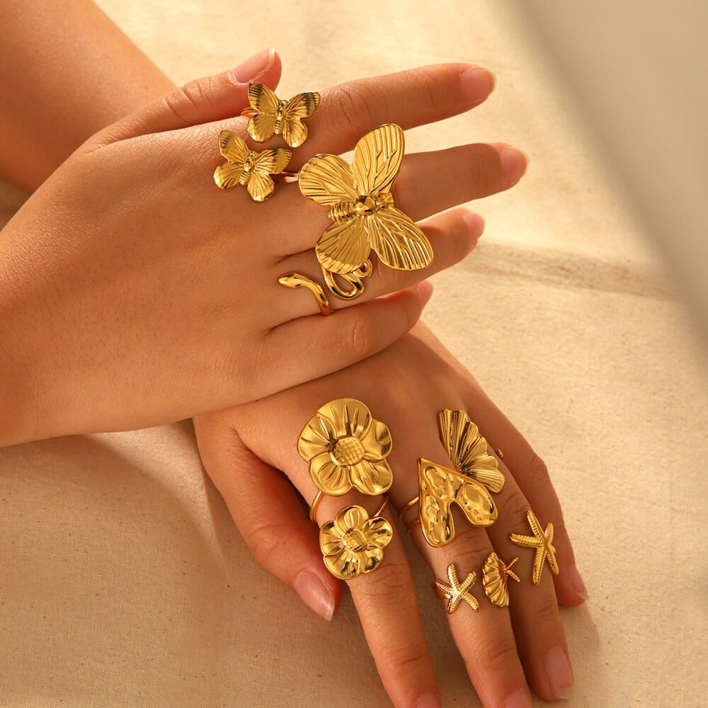 Butterfly Snake Heart Starfish Ring - Image 2