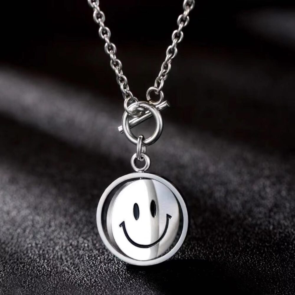 Flip And Rotate Smiley Face Necklace - Image 3