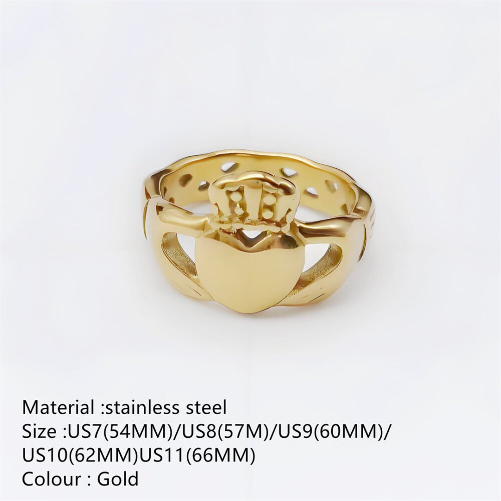 Men's ring holding a crown heart-shaped ring - Image 2