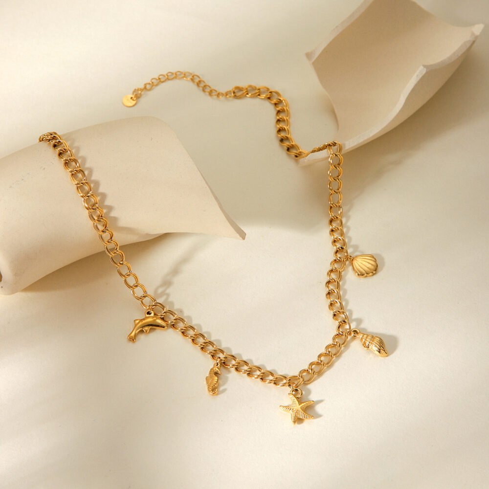 Ocean Stainless Steel Starfish Shell Necklace - Image 4