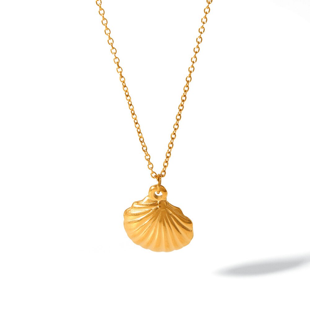 Rose Eight Pointed Star Moon Scallop Necklace - Image 5