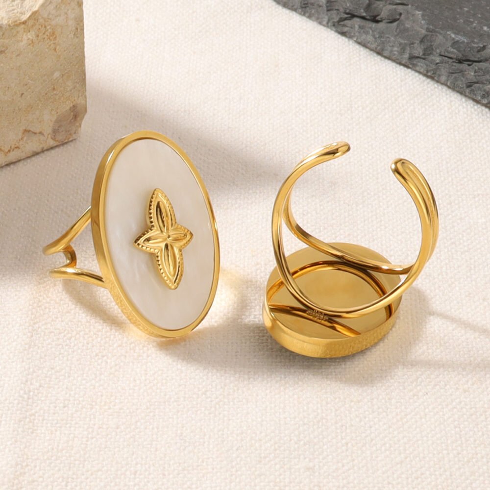 Star Open White Oil Drop Ring - Image 3