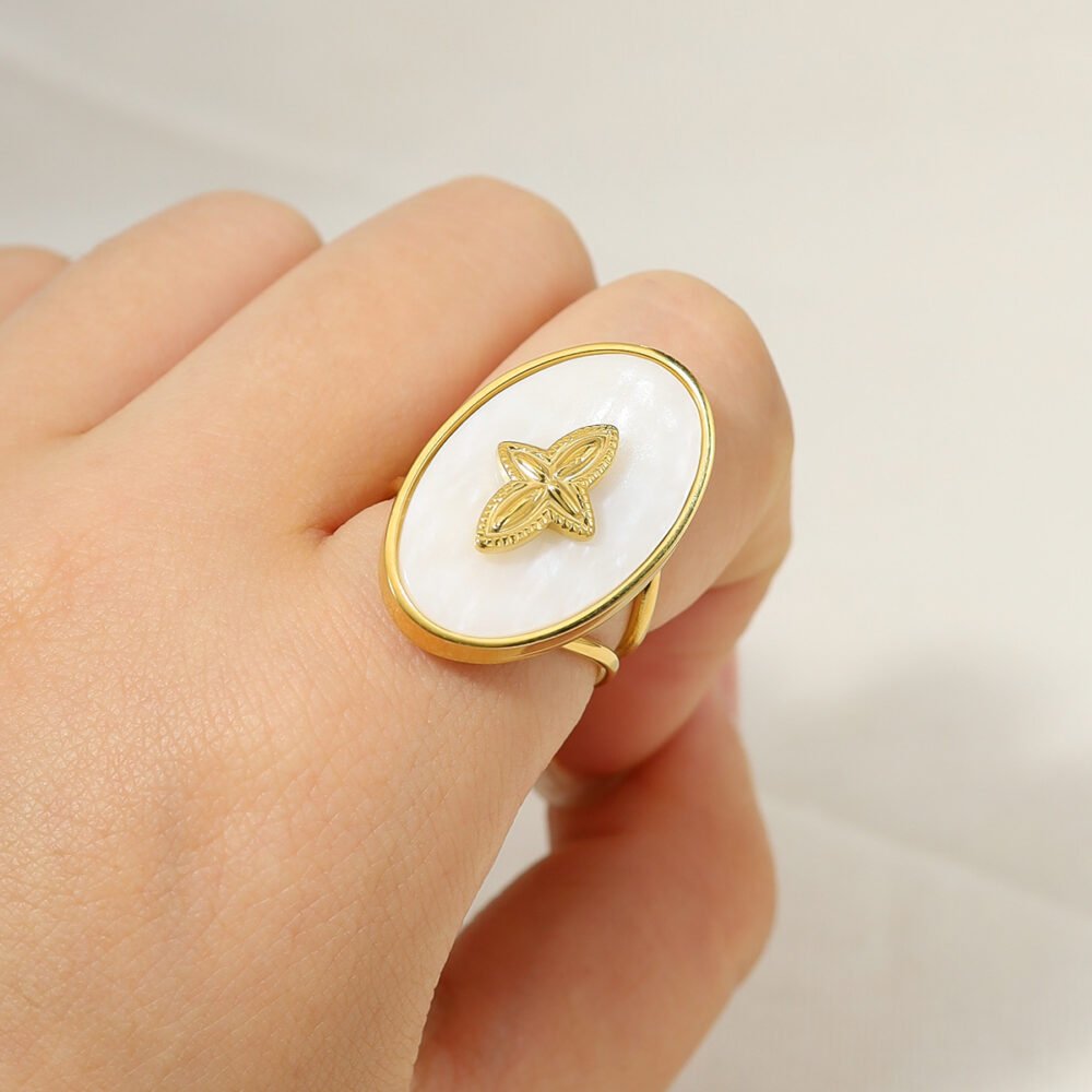 Star Open White Oil Drop Ring