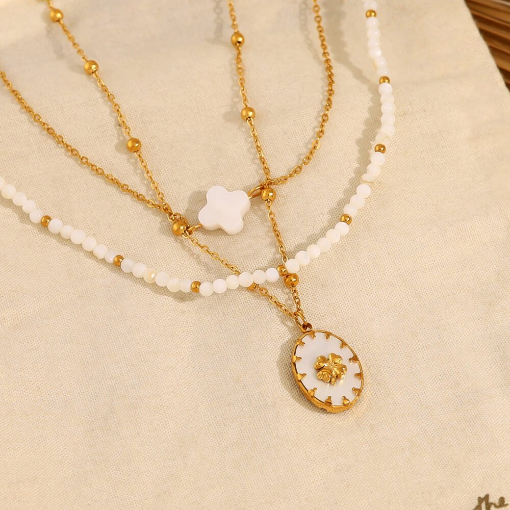 Natural Pendant Stacked Flower Shell Bead Combination Necklace - Image 2