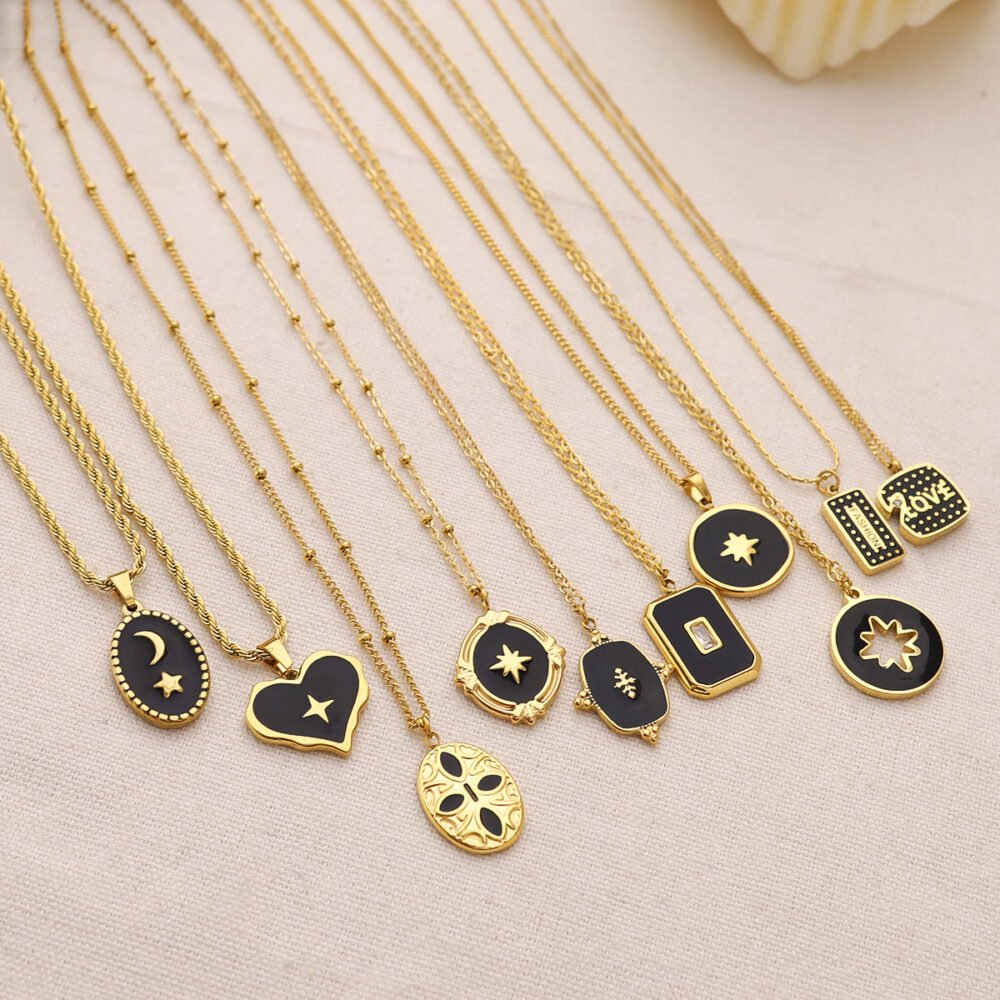 Dripping Oil Star Moon Pattern Necklace - Image 4