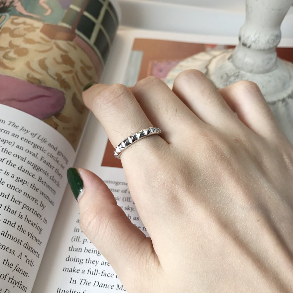 Ring rhombus ring round finger ring multi-faceted 18K hand jewelry - Image 2