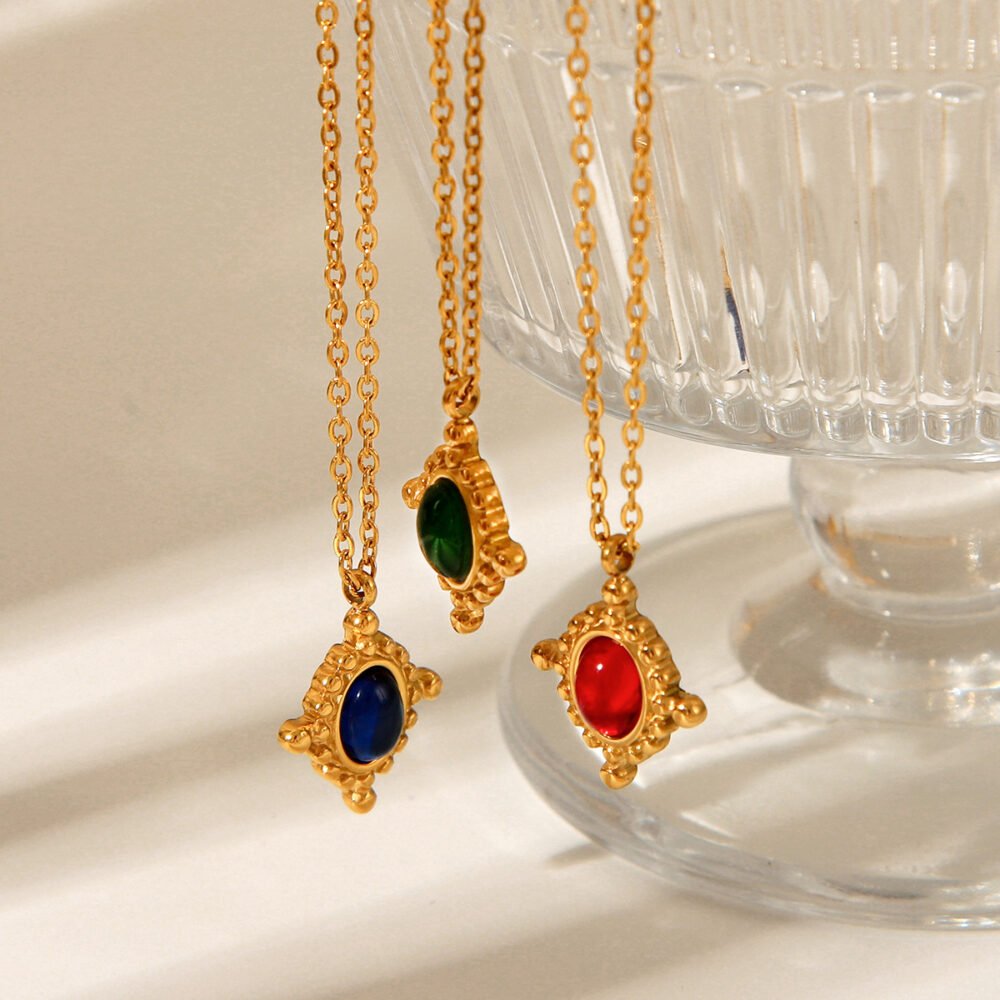 Cross Inlaid With Semi Precious Stones Necklace - Image 3