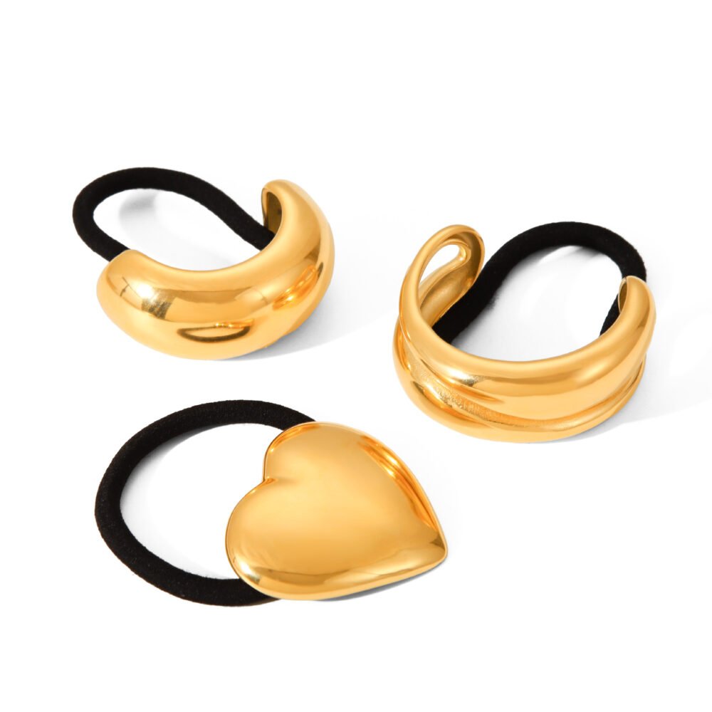 Stainless Steel Heart Shaped Semicircular Arc Hair Rope - Image 5