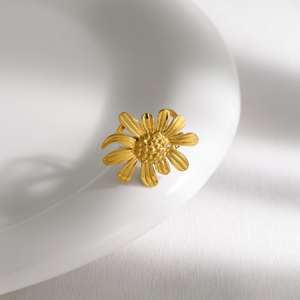 Sunflower Flower Open Ring - Image 4