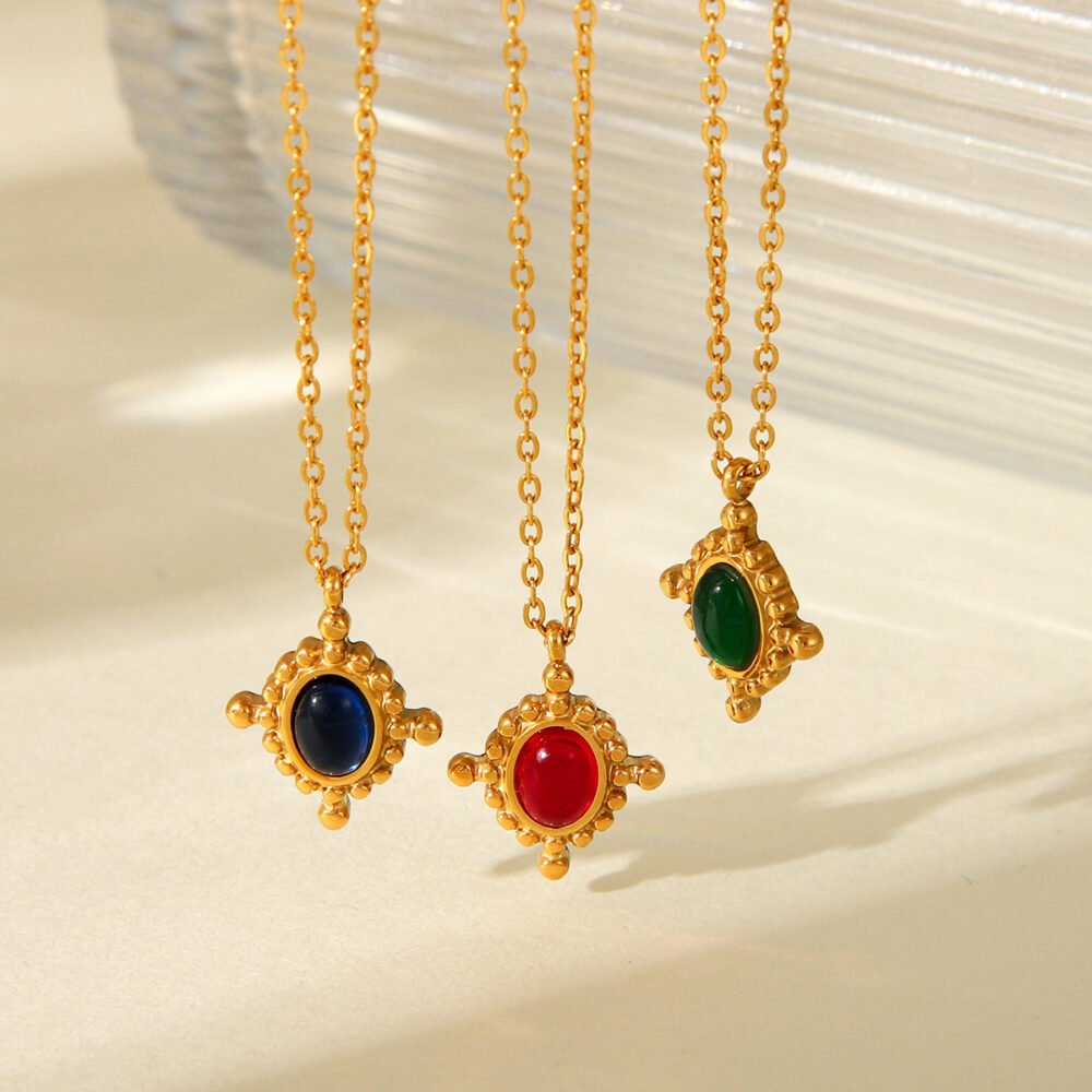 Cross Inlaid With Semi Precious Stones Necklace