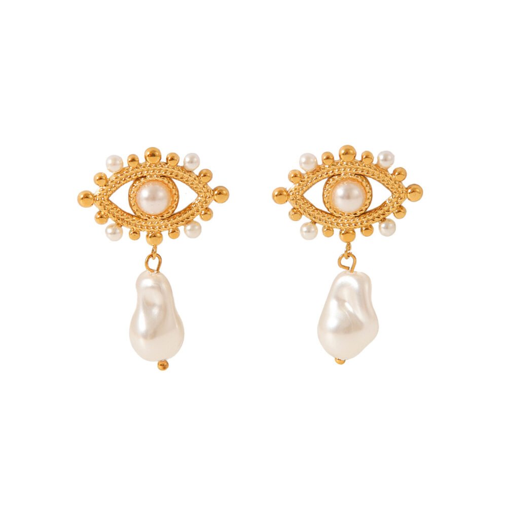 Devil'S Eye Pearl Stainless Steel Earrings - Image 5