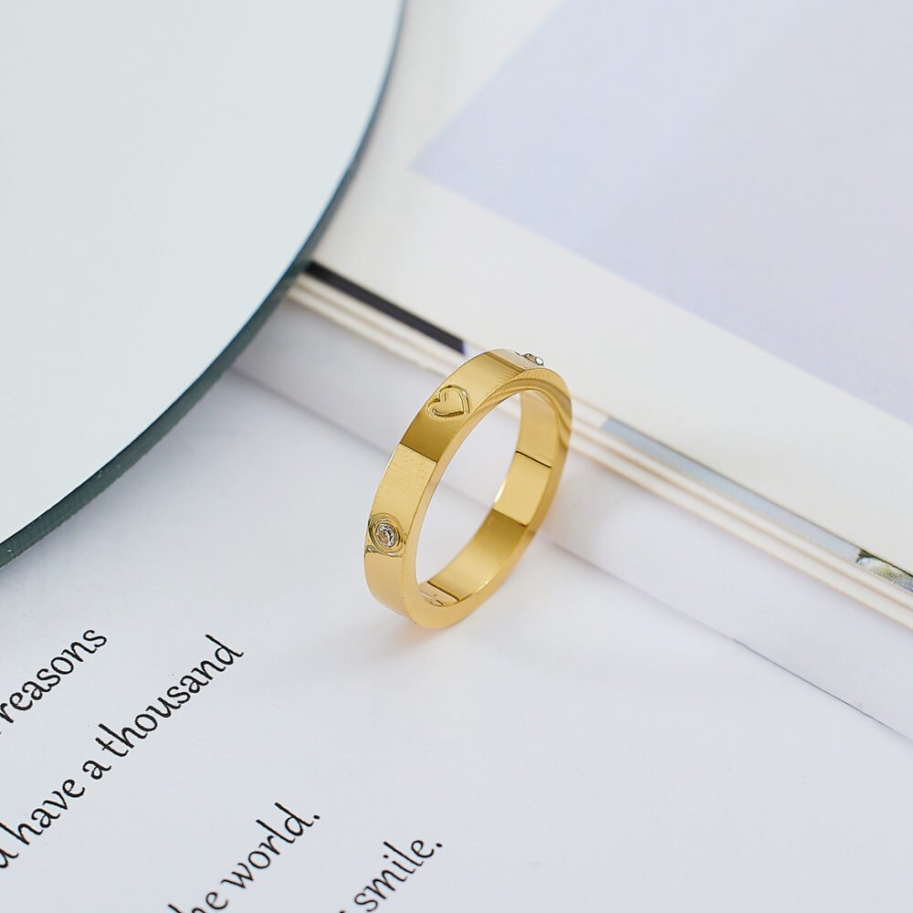 Love Heart-Shaped Couple Ring With Diamonds Rings - Image 3