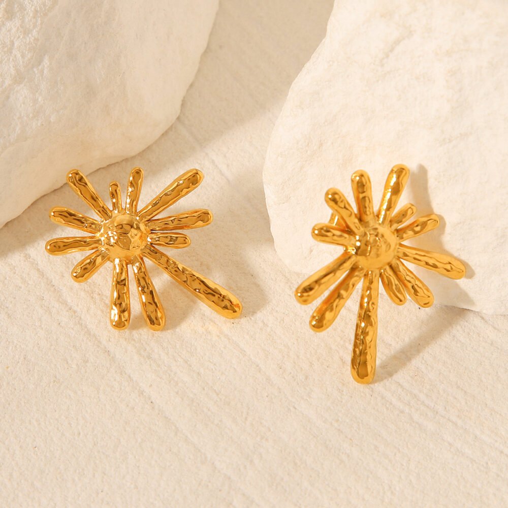 Fireworks Sunflower Stainless Steel Earrings - Image 3