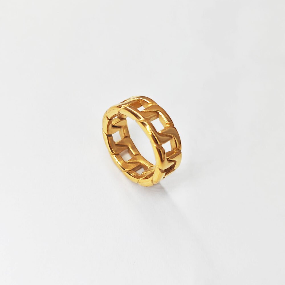 Trendy men's braided Cuban chain ring trendy ring - Image 5