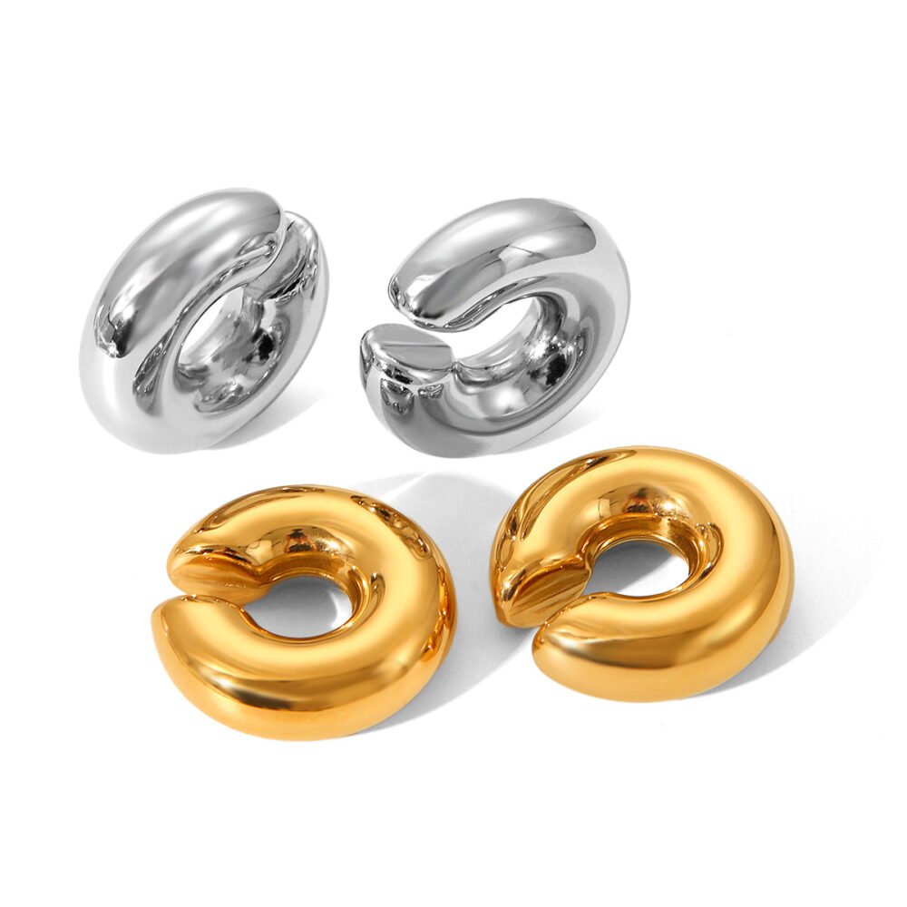 Stainless Steel C Shaped Circle Earrings - Image 5