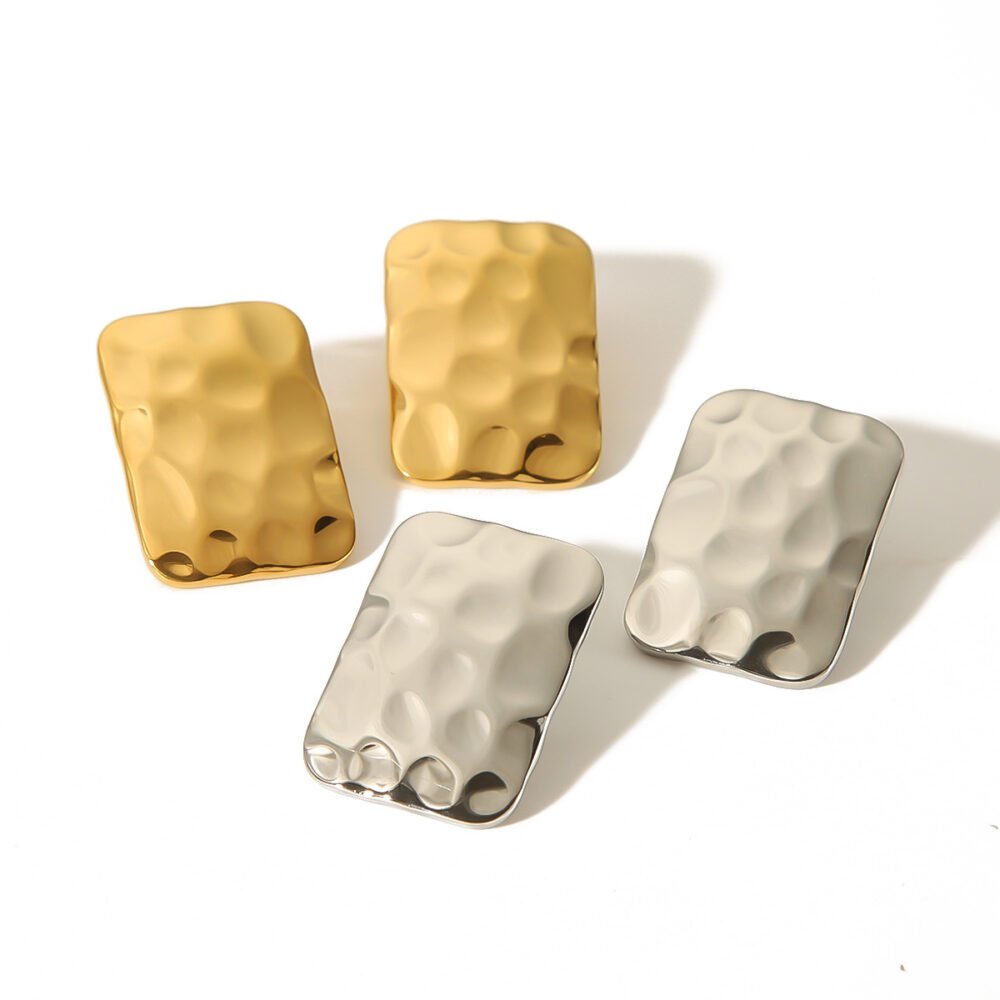 Stainless Steel Hammer Pattern Earrings - Image 5