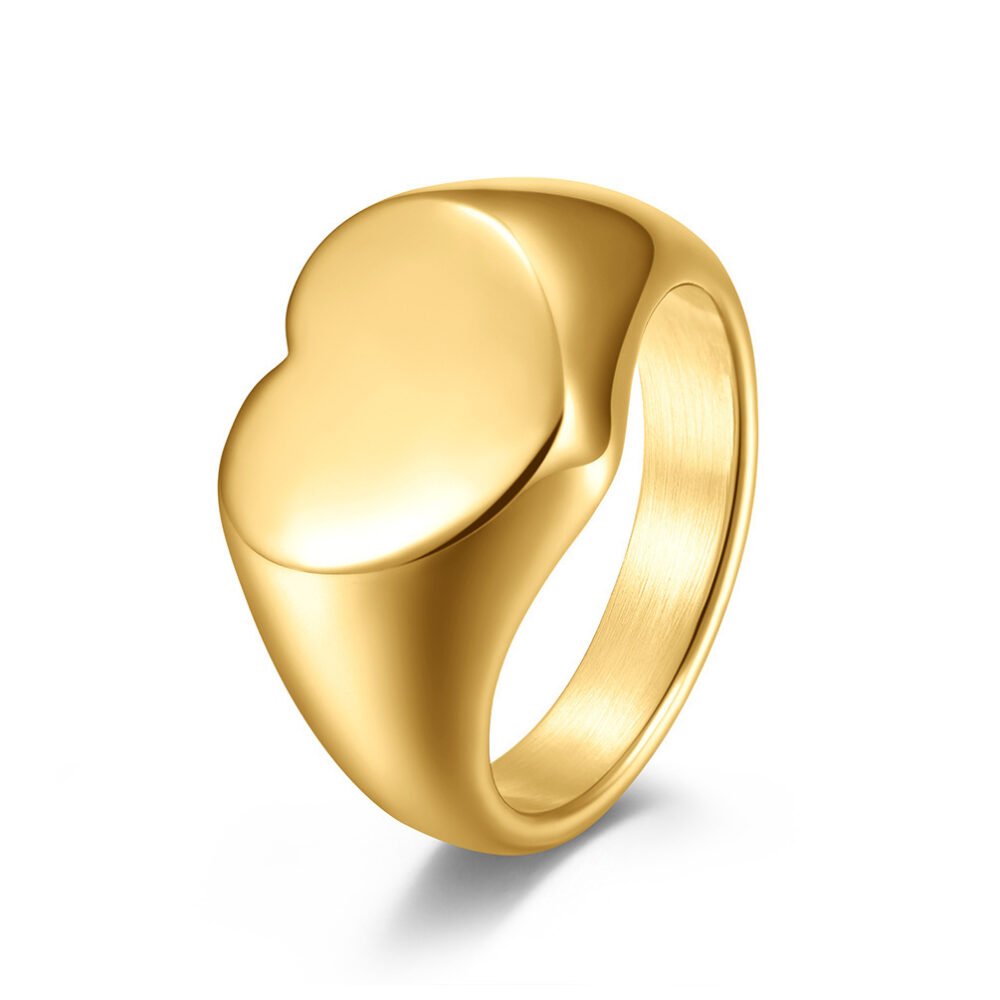 Peach heart ring large and small love 18K ring