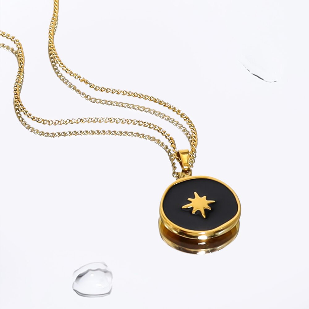 Necklace Eight Pointed Star Oil Dropping Black Star Clavicle Chain Necklace