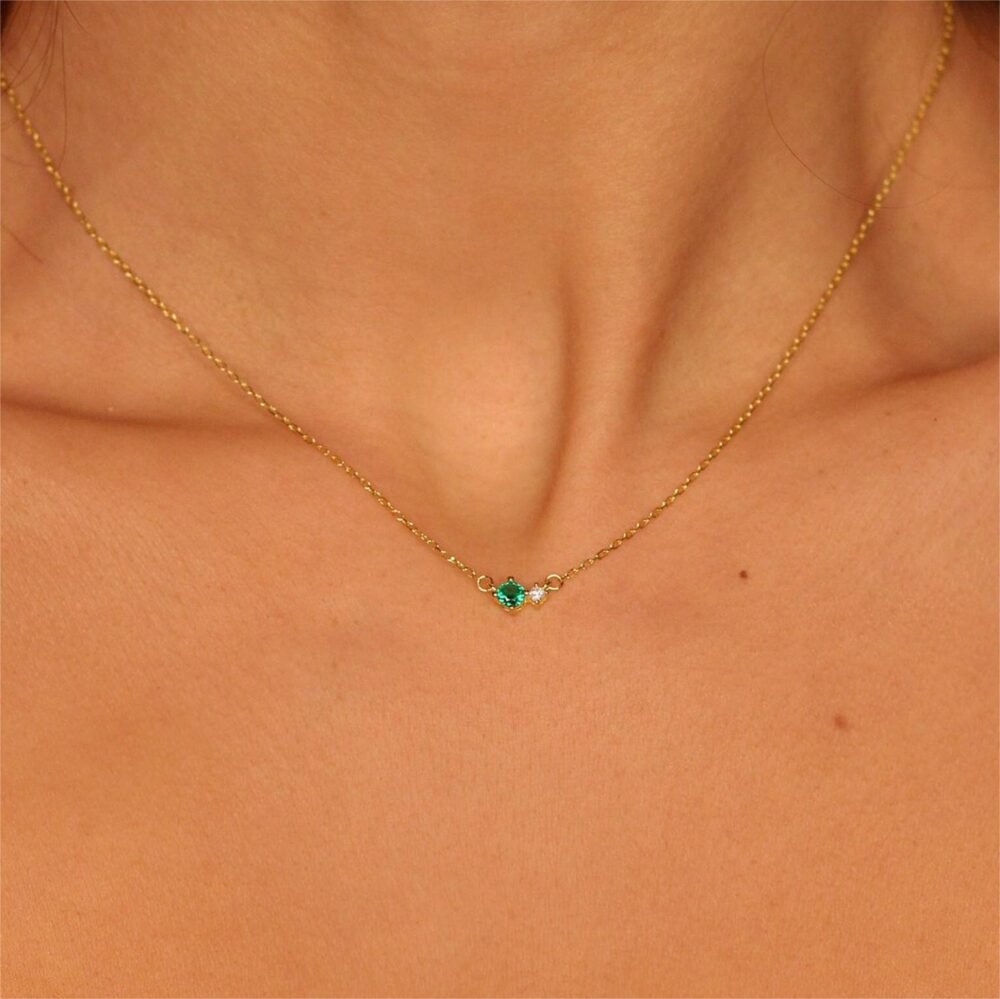 12 Birth Stone Birth Stone Zircon Necklace Clarbone Chain Necklace - Image 2