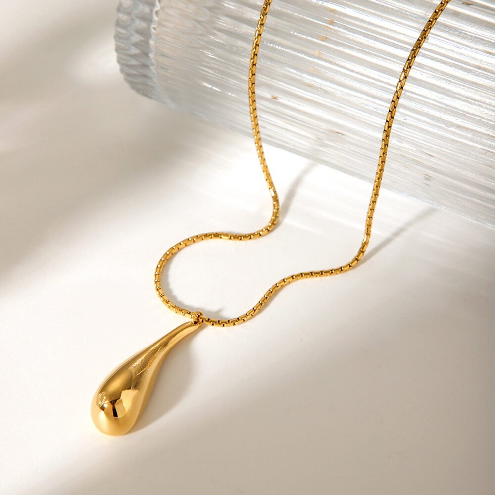 Stainless Steel Water Drop Hollow Necklace - Image 3
