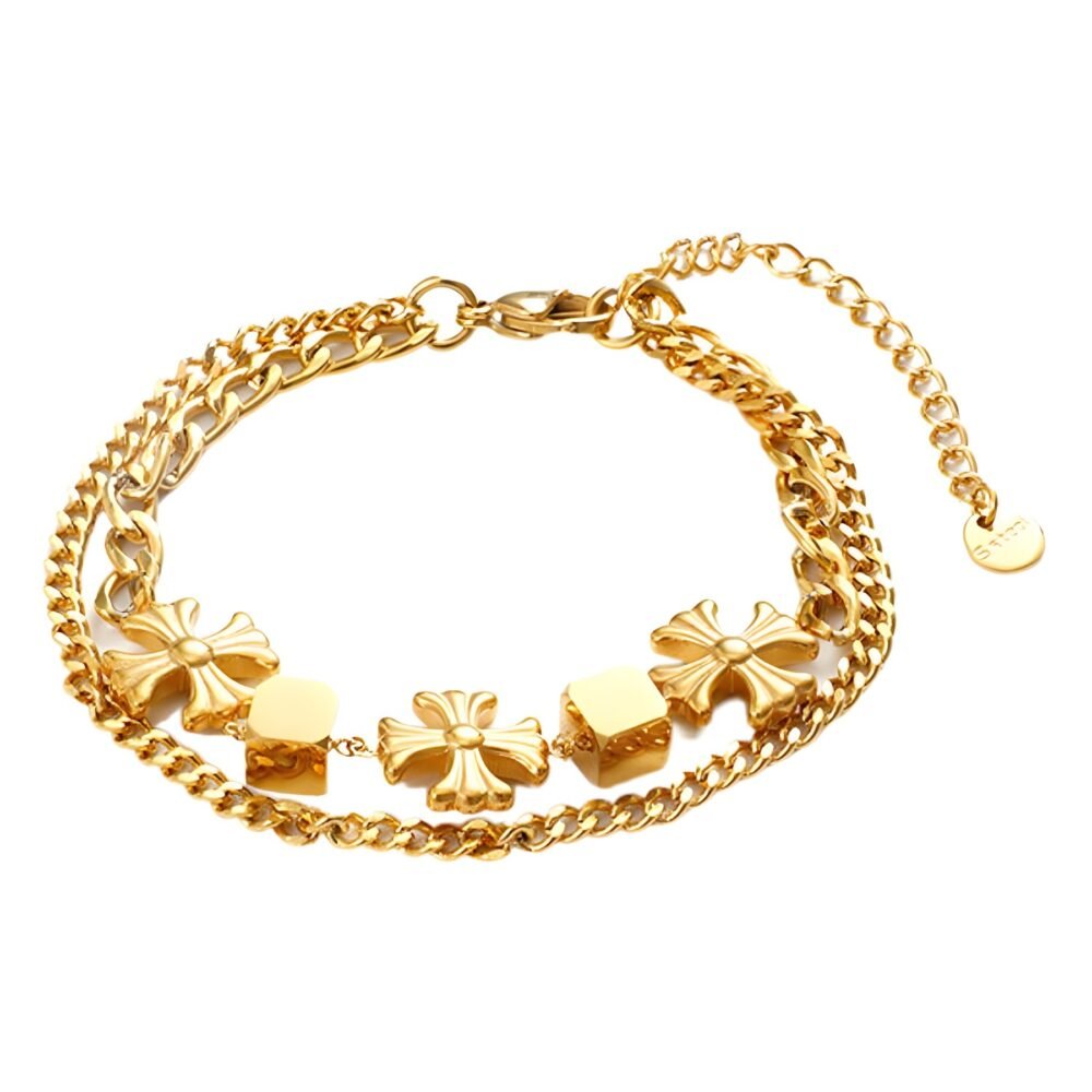 Double Layer Geometric Cross Literary Bracelet - Image 5