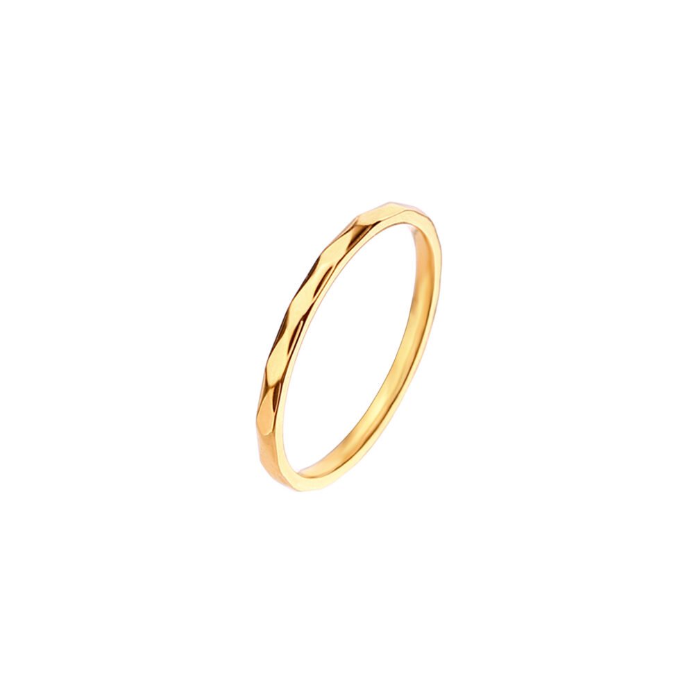 Embossed V-Shaped Flower Diamond Stainless Steel Plain Rings - Image 4