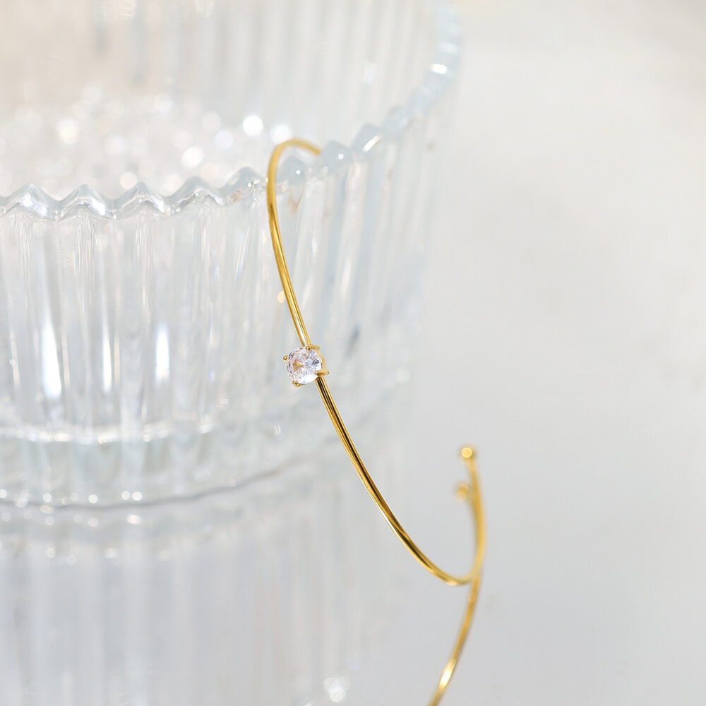 Color Plated Smooth Inlaid Moissanite Bangle - Image 3