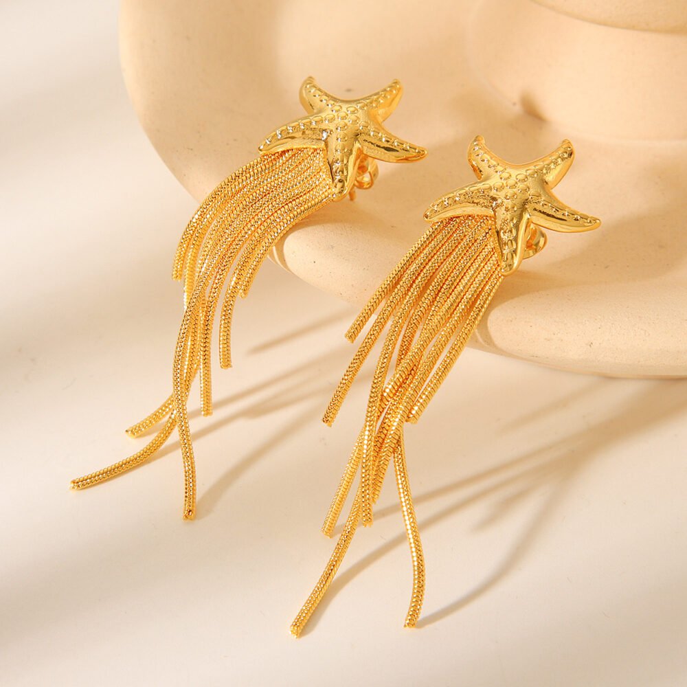 Stainless Steel Starfish Tassels Earrings - Image 4