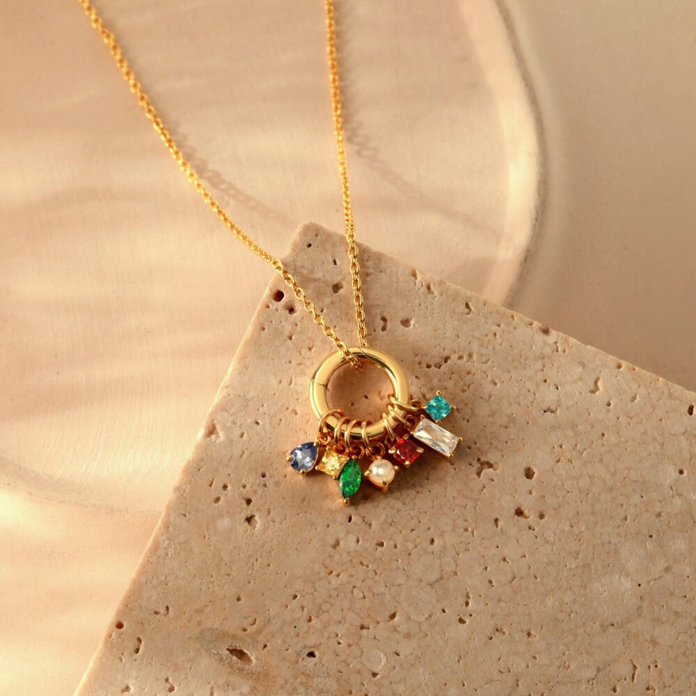 Diy December Birthday Stone Pendant High-End Water Drop Shape Diamond Zircon Inlay Neck Pendant