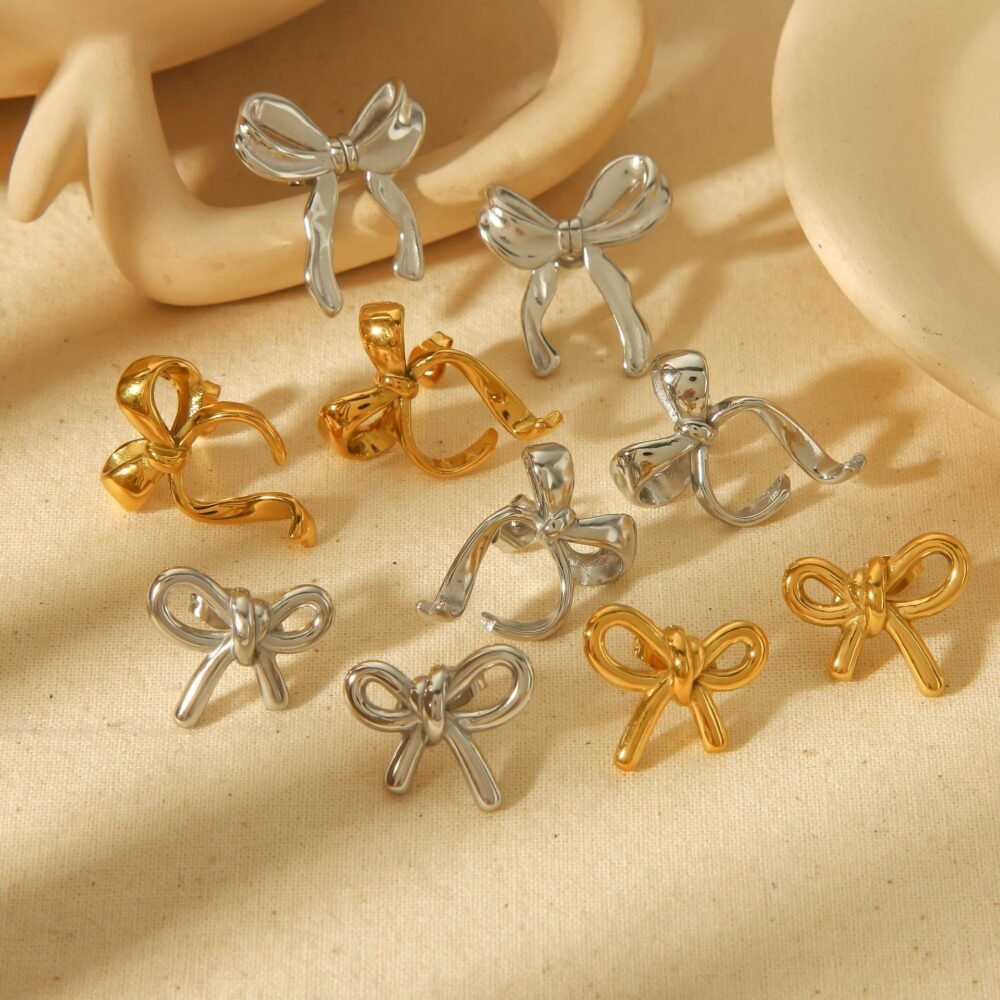 Bowknot Stainless Steel Earrings - Image 2