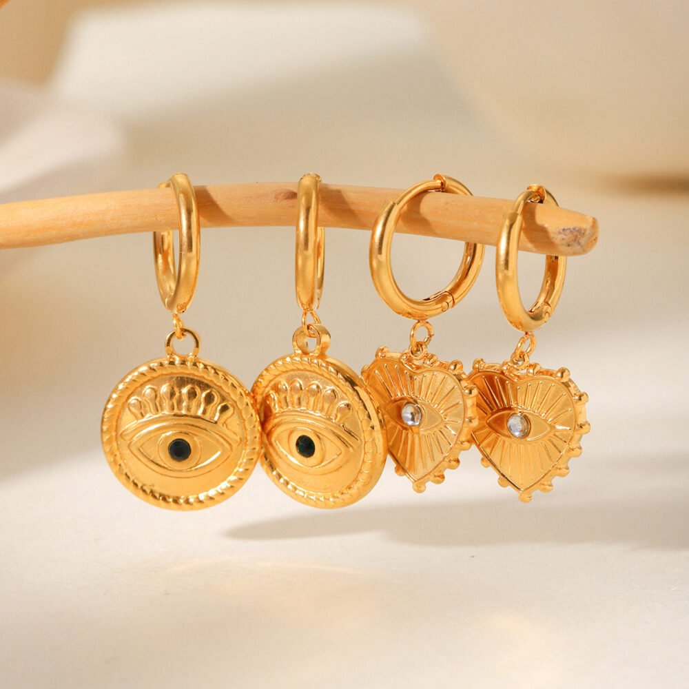 Stainless Steel Love Devil Eye Earrings